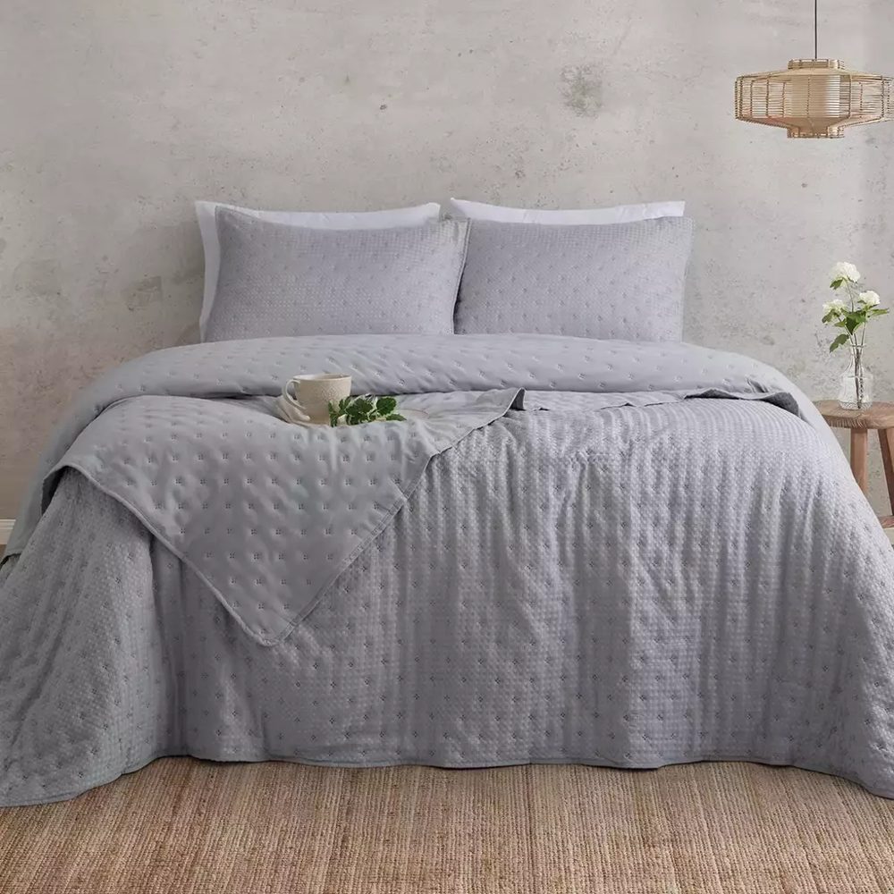 Kit 3 Piezas Queen Size Cover y Fundas de Almohadón Gris - Jean Cartier