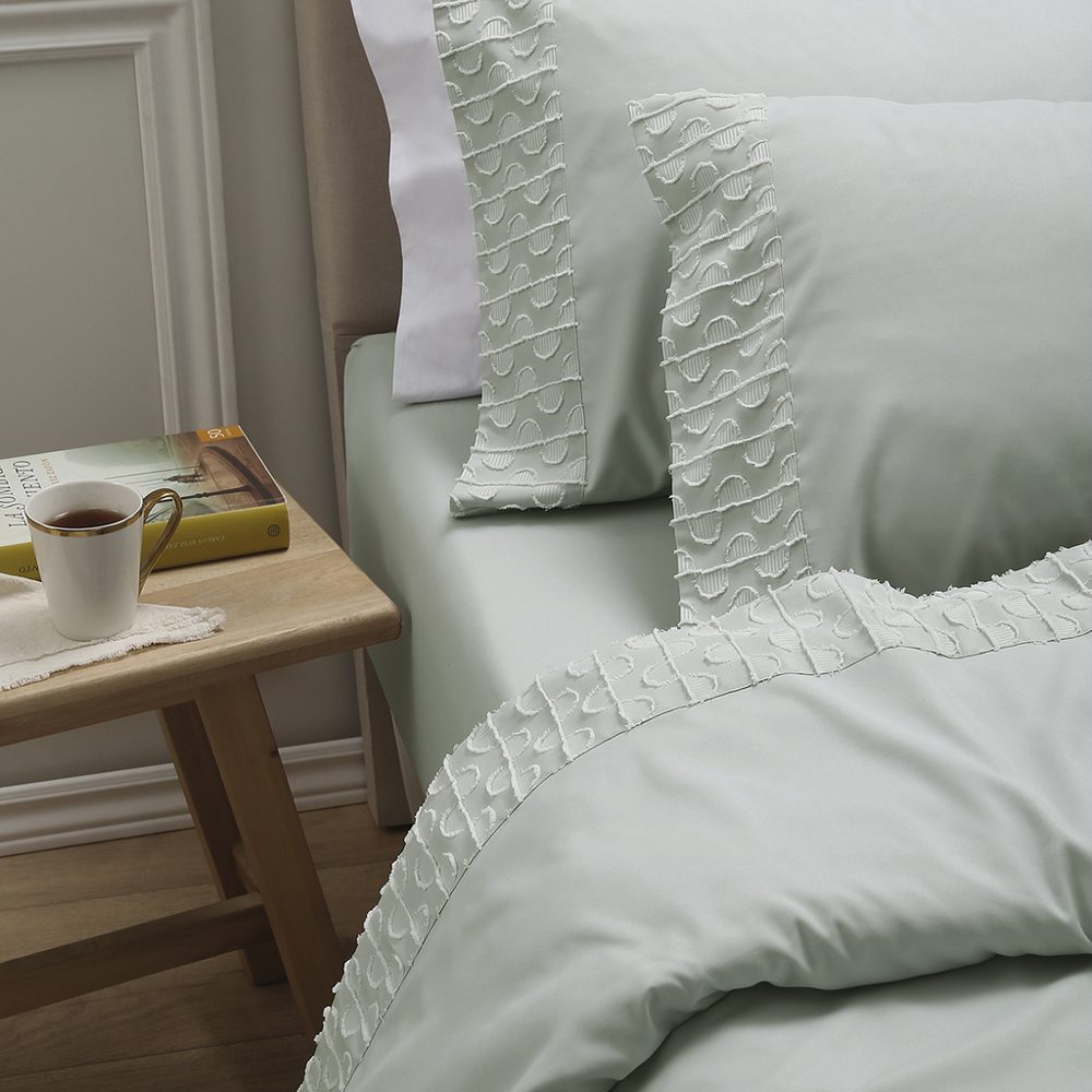 Juego de Sábanas King Size 600 H Lisa Chenille Verde Frost - Jean Cartier