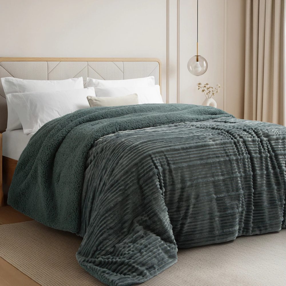 Edredón King Size Corderito con Flannel Fleece Extra Suave - Alcoyana