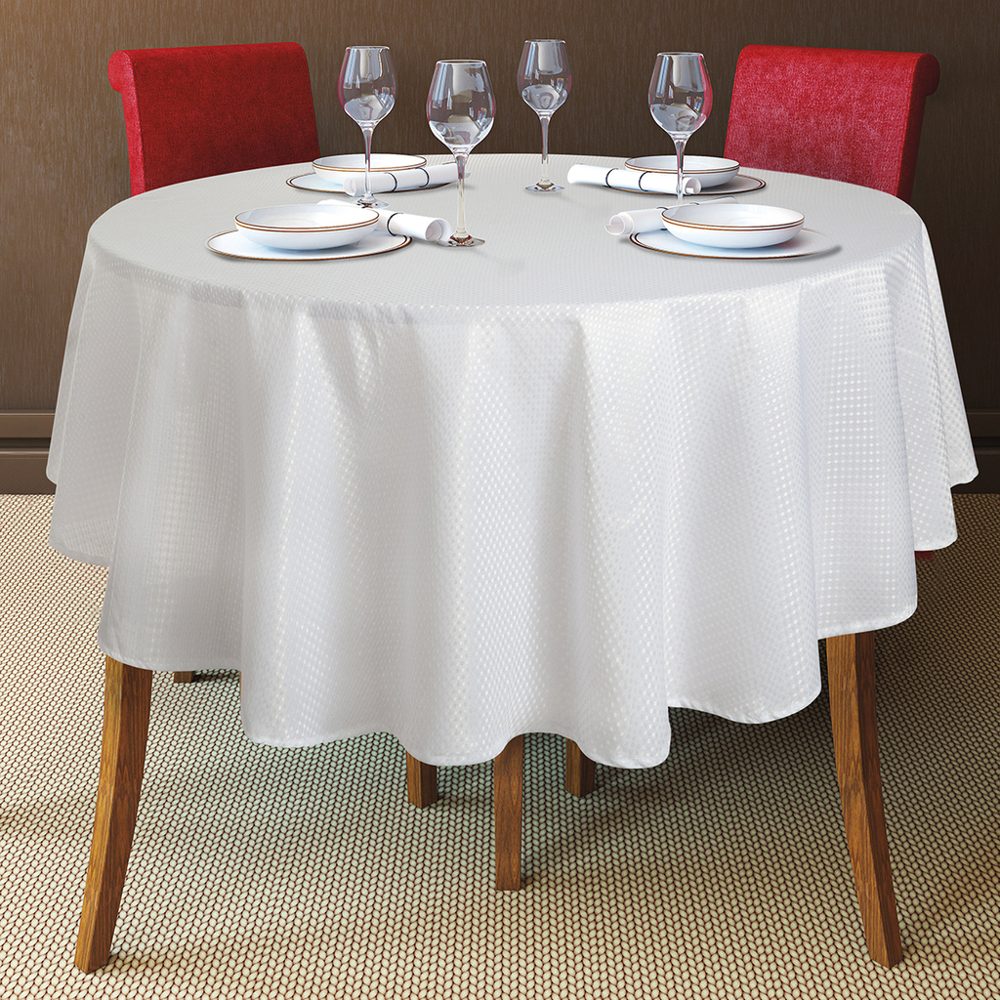 Mantel Redondo 180 cm Jacquard Blanco - Jean Cartier