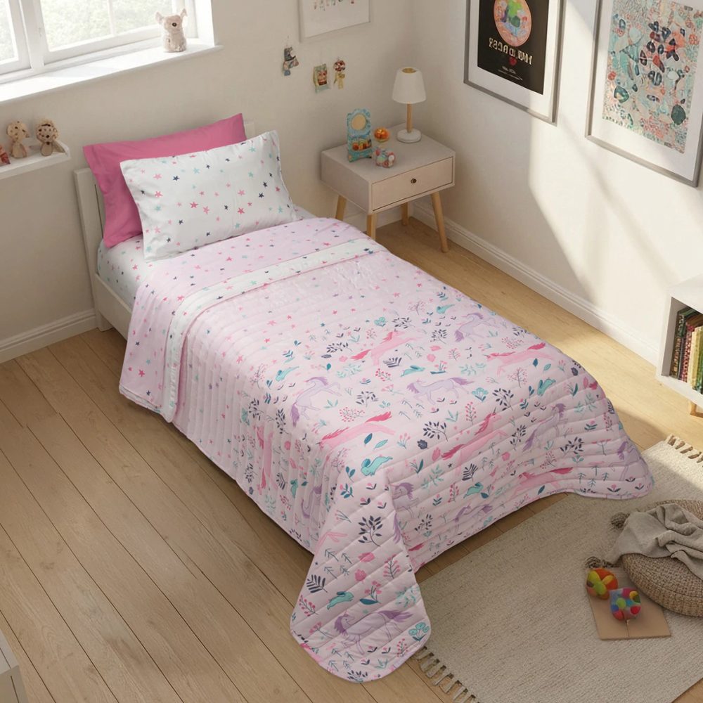 Cover Infantil 1 1/2 Plazas Reversible Rosa - Jean Cartier