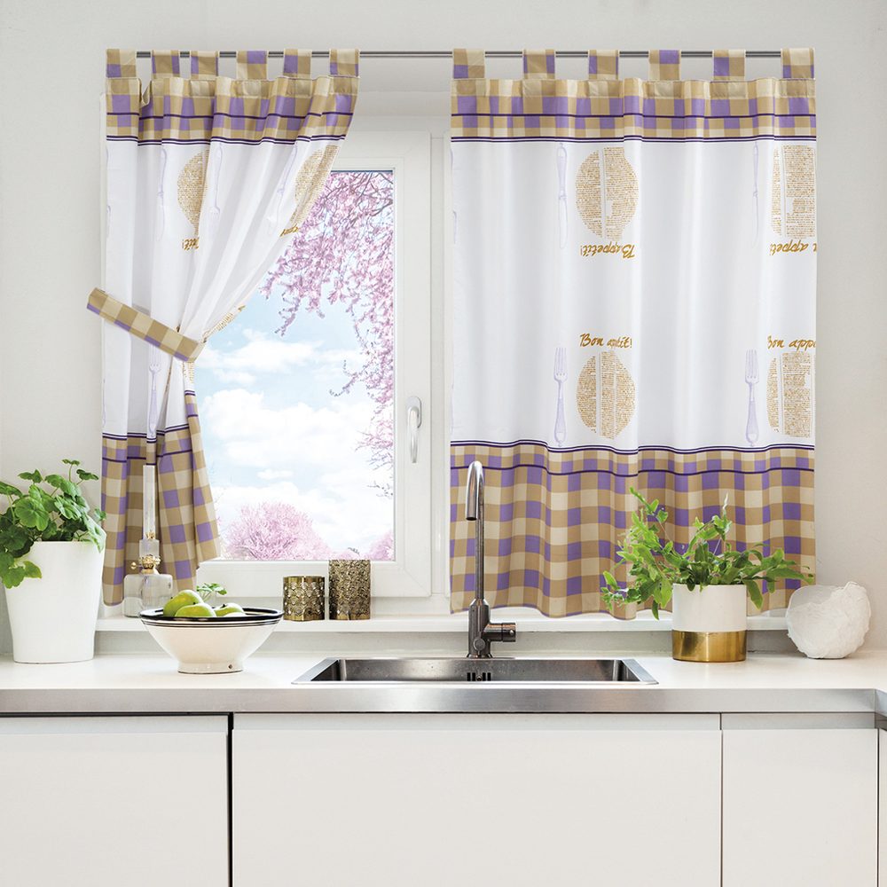 Juego de Cortinas para Cocina 120x130 cm Violeta - Jean Cartier