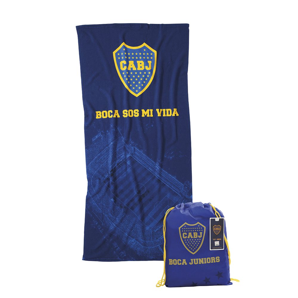 Toallón 70x150 cm con mochila con Estampado de Boca - Equipos