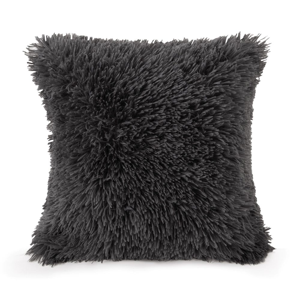 Funda de Almohadón 40x40 cm Flannel Pelo Largo Cemento - Jean Cartier
