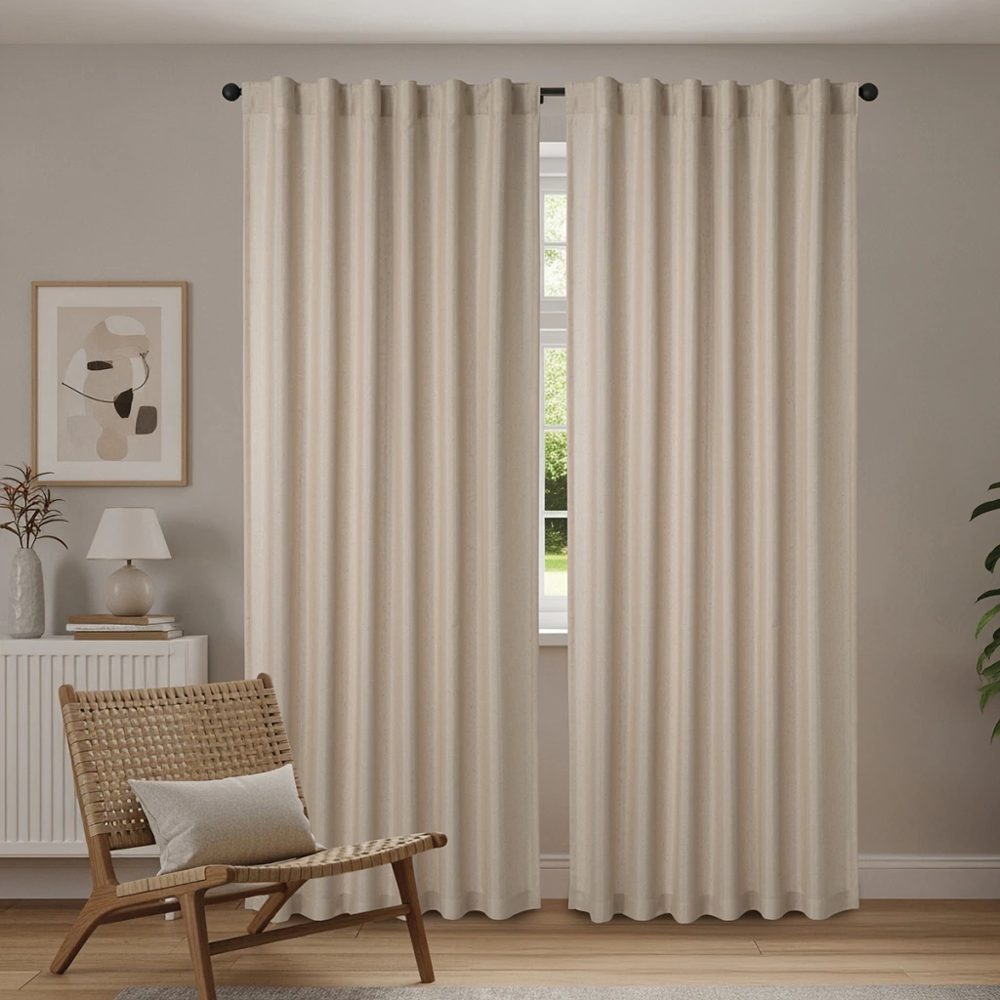 Juego de Cortinas Tejido Hilado Color 2 Paños - Jean Cartier