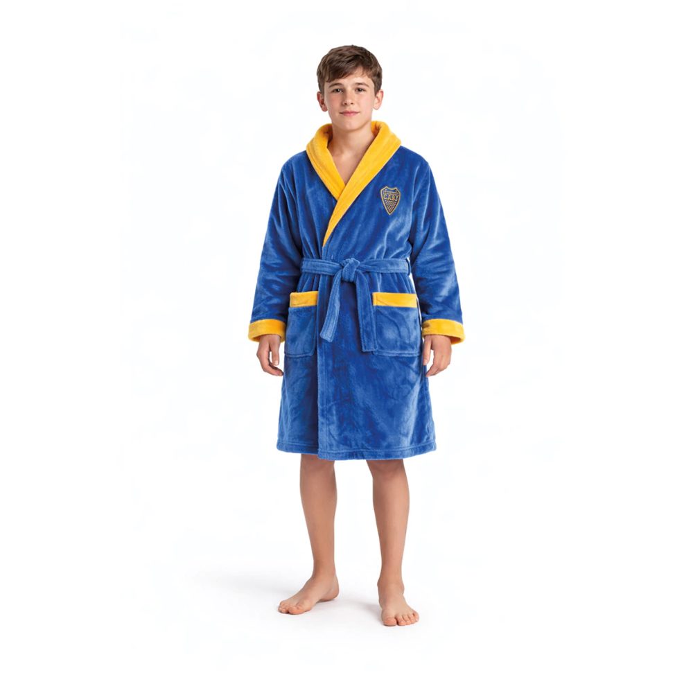 Bata Boca Juniors Juvenil Flannel Fleece Abrigada Con Cinturón - Equipos