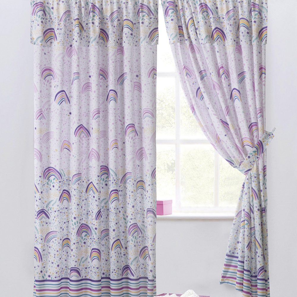Juego de Cortinas Infantil 145x205 cm Arcoiris Lila - Jean Cartier
