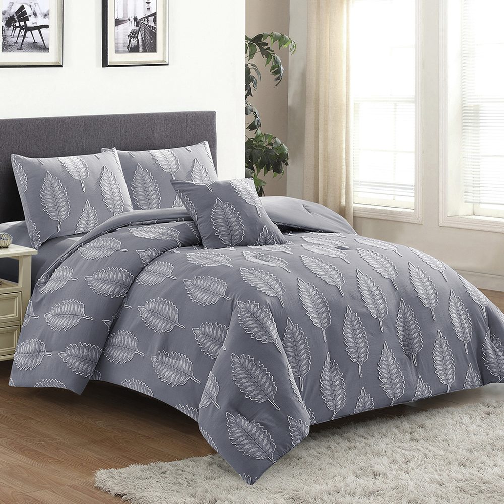 Kit 4 piezas Edredón 2 1/2 Plazas con Fundas Chenille Azul Aero - Jean Cartier