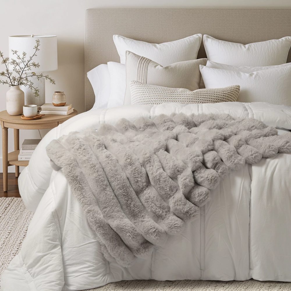 Manta Tejido Símil Piel de Conejo 150x130 cm Premium - Jean Cartier