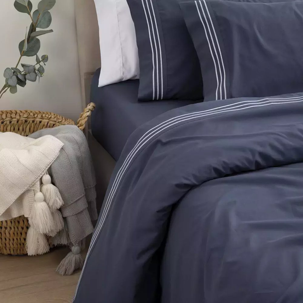 Juego de Sábanas Twin Size Lisas 700 H Embozo Bordado - Jean Cartier