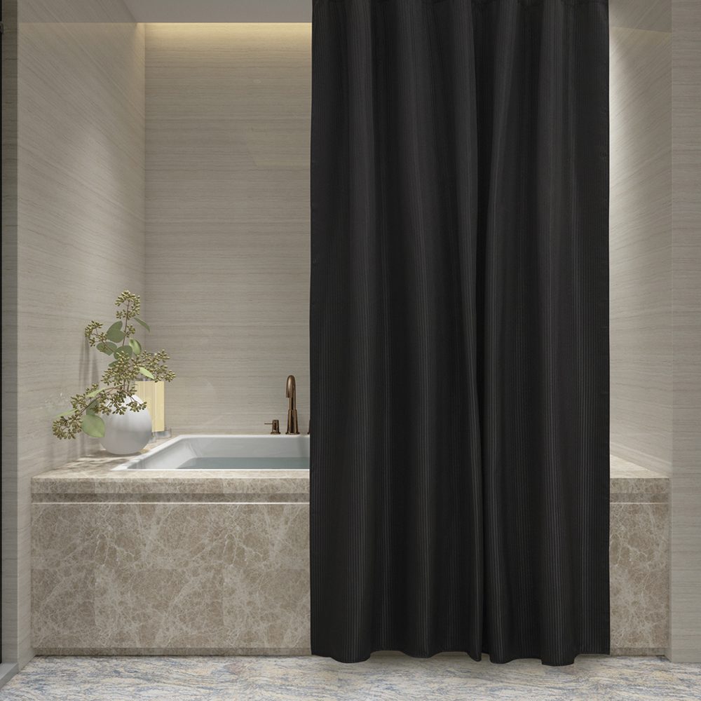 Set de Baño Cortina teflonada con estampa con Ganchos - Jean Cartier