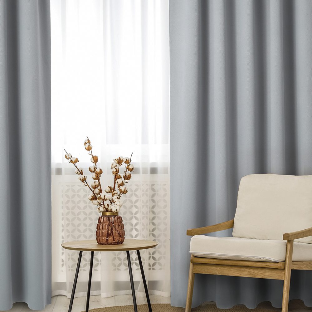 Juego de Cortinas BlackOut 145x210 cm Jacquard Gris - Jean Cartier