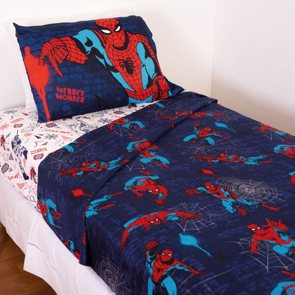 Juego de Sábanas 1 1/2 Plaza Estampado Spiderman - Piñata