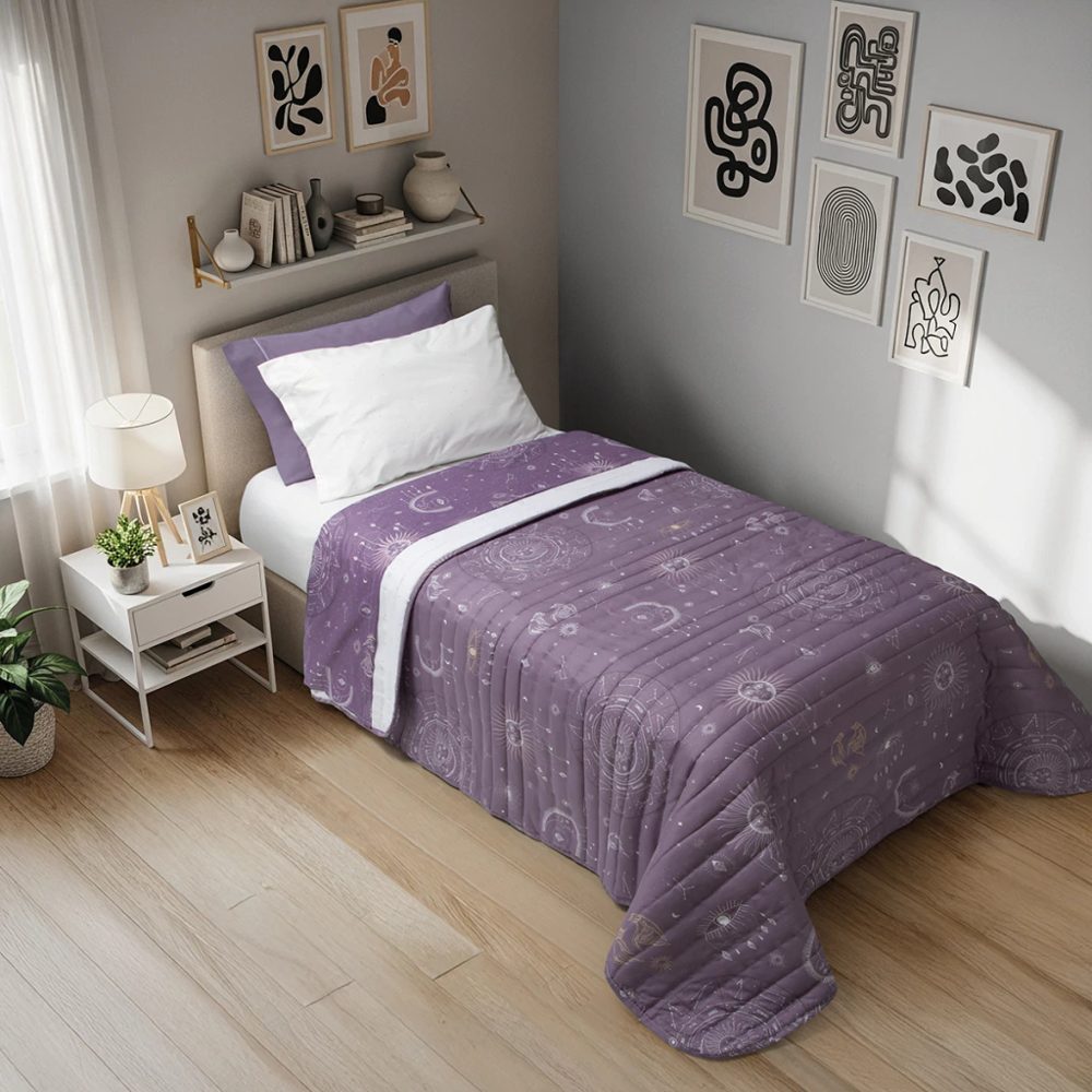 Cover Juvenil 1 1/2 Plazas Reversible Violeta - Jean Cartier