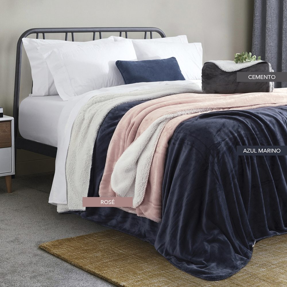 Frazada 2 1/2 Plazas Doble de flannel fleece y corderito - Jean Cartier