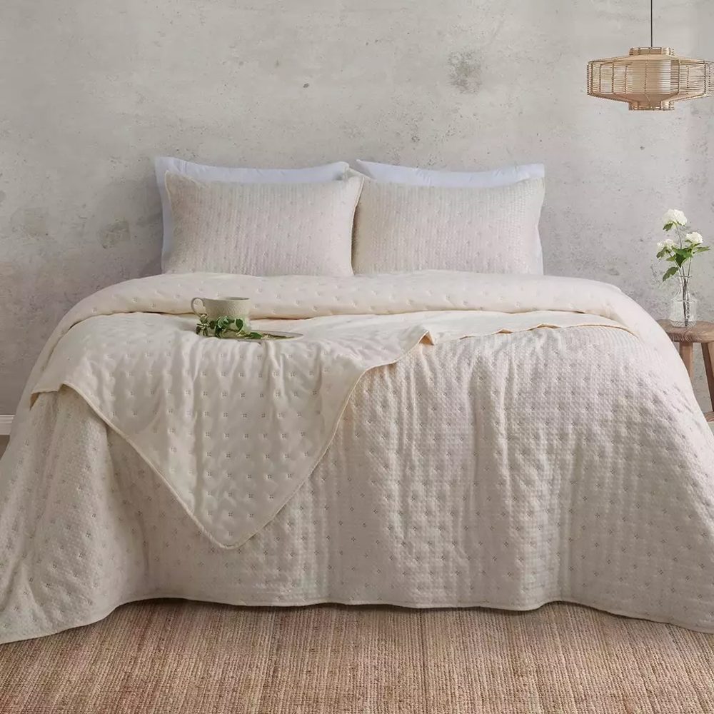 Kit 3 Piezas King Size Cover y Fundas de Almohadón Natural - Jean Cartier