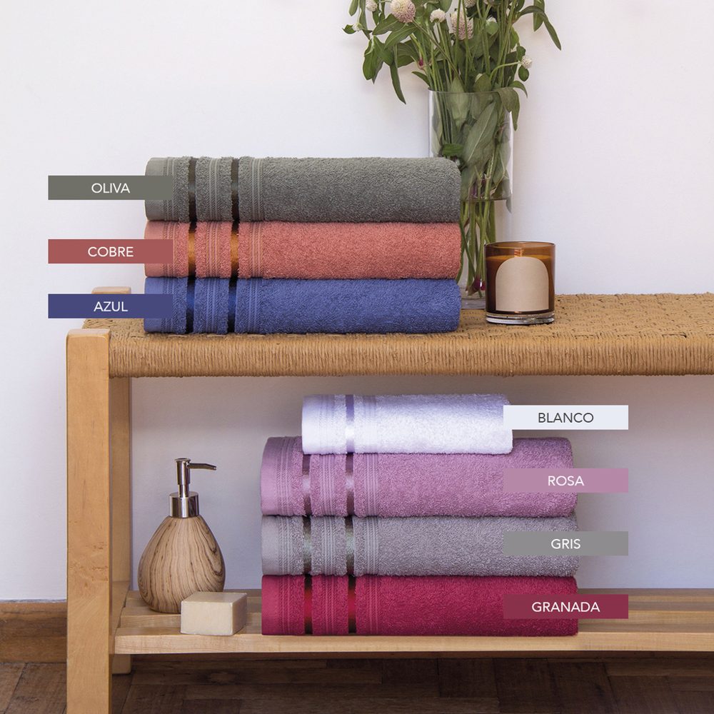 Toallón de Algodón con Guarda Jacquard 360 grs/m² 70x135 cm - Prata